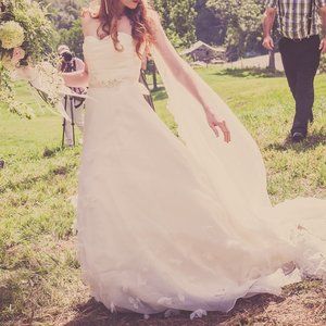 BHLDN Strapless Ethereal Monarch Ivory A-line Wedding Dress Tulle Organza $3200